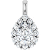 3 Carat Pear Shape Diamond Halo Pendant in 14K Gold